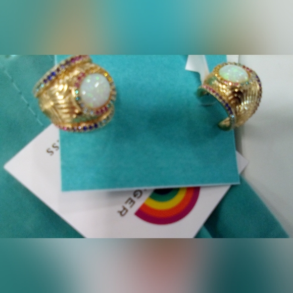 K. Geiger Iridescent Pierced Earrings w/ Colorful Rhinestones - Picture 1 of 1